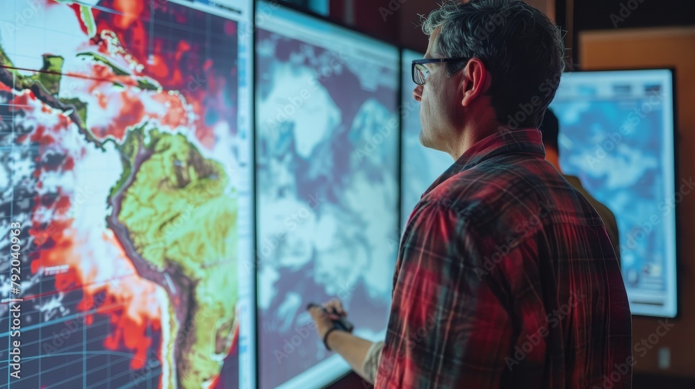 Fototapeta premium Predicting Tomorrow Climate Scientist Harnesses Technology to Forecast Climate Change Impact
