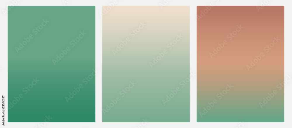 Fototapeta premium Green and brown gradient vector set for covers, wallpapers, social media, banners, business cards, and branding projects