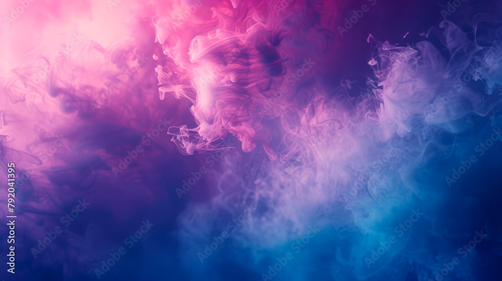 The atmosphere is filled with billowing cumulus clouds, creating a dramatic scene in the dusk sky. Shades of purple, violet, and pink mix with smoke, resembling a painting. The atmosphere is filled with billowing cumulus clouds, creating a dramatic scene in the dusk sky. Shades of purple, violet, and pink mix with smoke, resembling a painting.