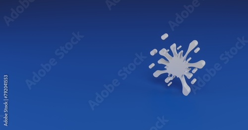 Isolated realistic white blot symbol with shadow. Located on the right side of the scene. 3d illustration on transparent background