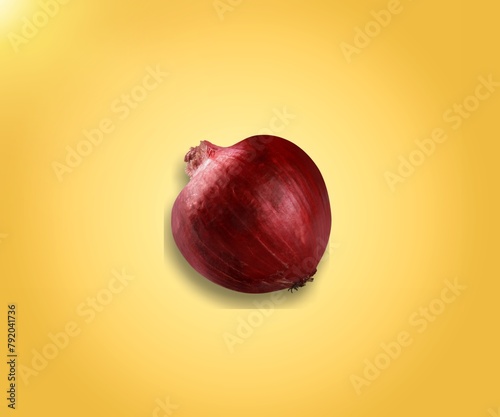 Fresh ripe onion half on kitchen desk
