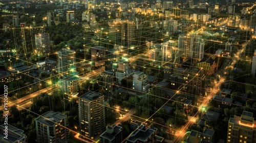 Vibrant Cityscape Illuminating the Future with Sustainable Energy Grids