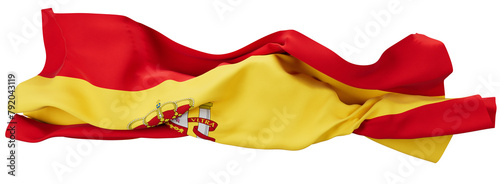 Resplendent Spanish Flag Waving with Prominent Coat of Arms and Vibrant Colors