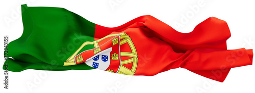 Portuguese Flag Rippling in the Breeze, Showcasing the Coat of Arms and Vibrant Colors