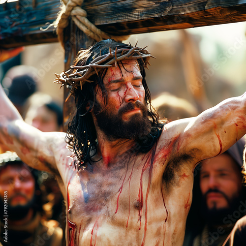 Jesus in Crown of Thorns: Moment of Condemnation and Suffering