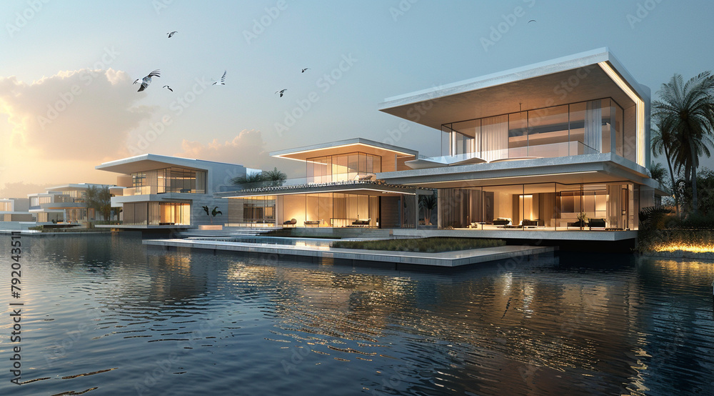 A modern floating homes community A modern floating homes community