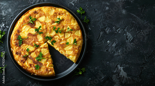 Spanish omelette with potatoes and onion typical