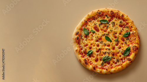 Top view of Sicilian Pizza isolated on beige background