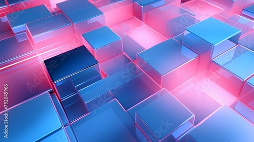 3d rendering of blue and pink abstract geometric background. Scene for advertising, technology, showcase, banner, game, sport, cosmetic, business, metaverse. Sci-Fi Illustration. Product display