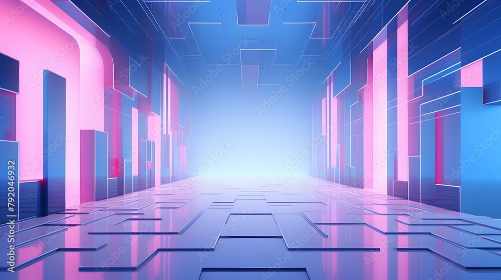 3d rendering of blue and pink abstract geometric background. Scene for advertising, technology, showcase, banner, game, sport, cosmetic, business, metaverse. Sci-Fi Illustration. Product display 3d rendering of blue and pink abstract geometric background. Scene for advertising, technology, showcase, banner, game, sport, cosmetic, business, metaverse. Sci-Fi Illustration. Product display