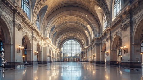 A historic train station repurposed as a meeting venue  its soaring arches and ornate ceilings harkening back to a golden age of travel and industry. Amidst the hustle and bustle of arriving trains 