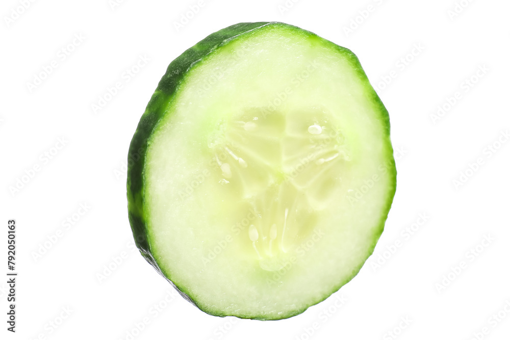 Slice of fresh cucumber isolated on white Slice of fresh cucumber isolated on white