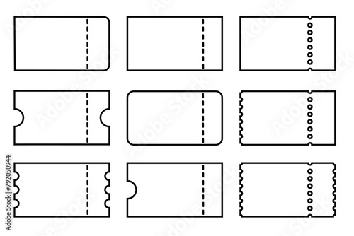 vector set of discount or gift voucher ticket coupon templates. collection of icons in linear style