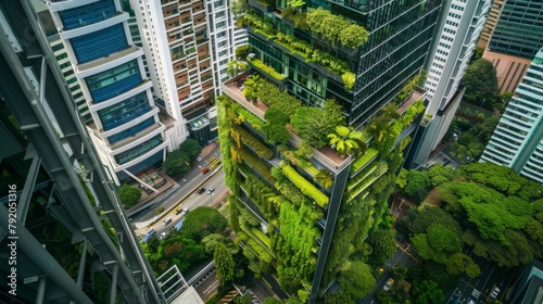 Urban Greenery: Aerial Landscape of Sustainable City Buildings