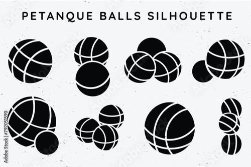 Petanque Balls Silhouette Vector Set photo