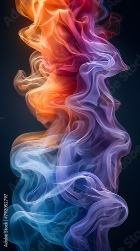 Abstract fluid motion in vibrant hues intersecting against a dark backdrop