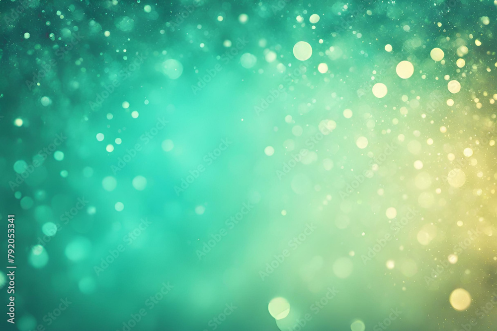 Obraz premium Turquoise bokeh , a normal simple grainy noise grungy empty space or spray texture , a rough abstract retro vibe shine bright light and glow background template color gradient