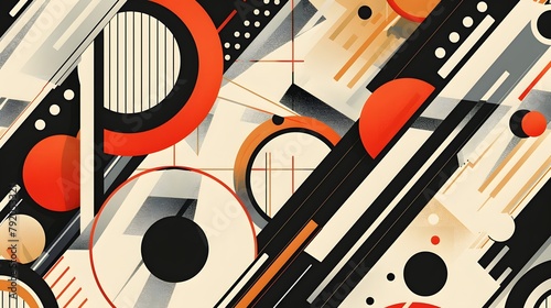 An abstract vector pattern inspired by the elegance of Art Deco design, featuring bold lines and geometric shapes in a harmonious composition, perfect for high-resolution applications