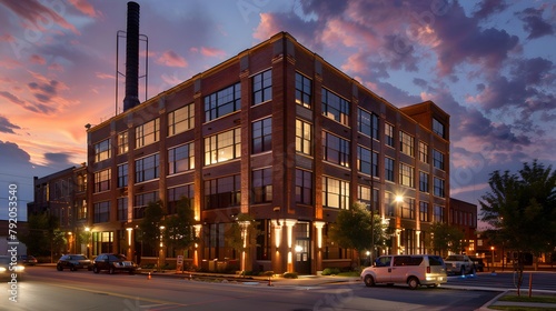 An adaptive reuse blueprint for a historic industrial building transformed into a stylish loft apartment complex, preserving original features while incorporating modern amenities © Love Mohammad