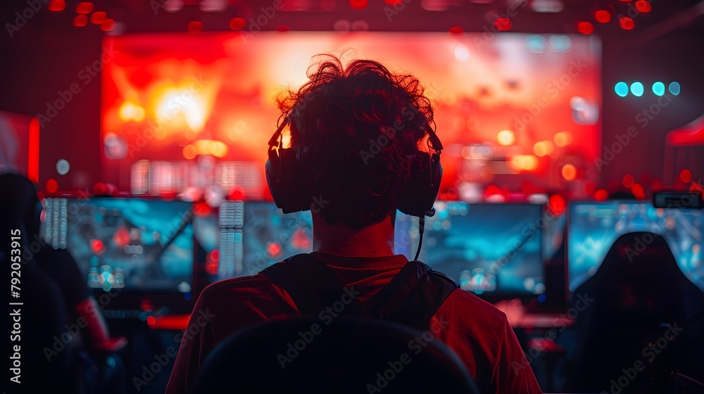 the dedication of esports players as their silhouettes train relentlessly, honing their skills to perfection in the pursuit of victory