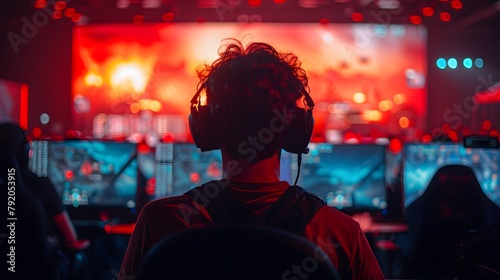 the dedication of esports players as their silhouettes train relentlessly, honing their skills to perfection in the pursuit of victory