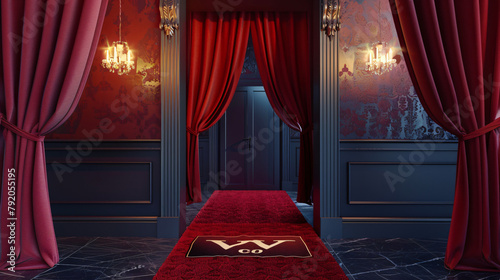 VIP entrance with red carpet and curtains