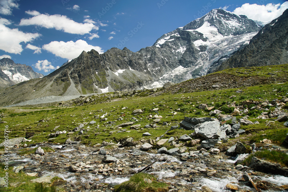 Trail to Arolla in the Pennine Alps, Switzerland.