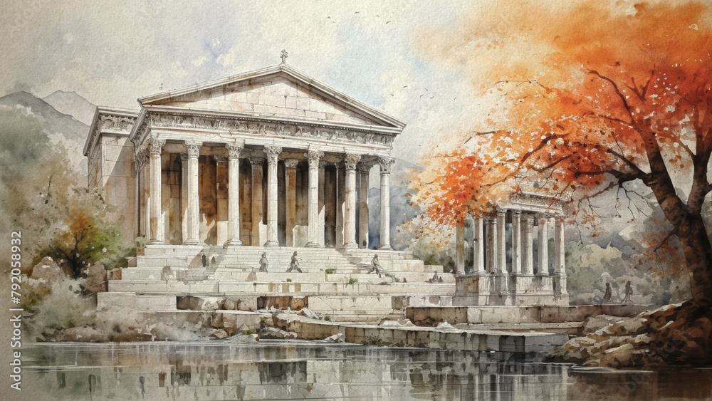 Obraz premium Ancient Cities Abstract Watercolor Design