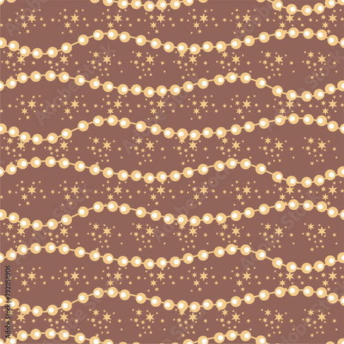 Seamless glamour print pattern with beads jewelry art decor wallpaper for textile, package, paper
