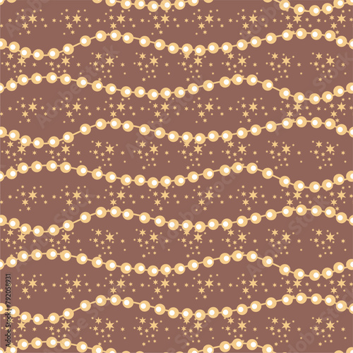 Seamless glamour print pattern with beads jewelry art decor wallpaper for textile, package, paper
