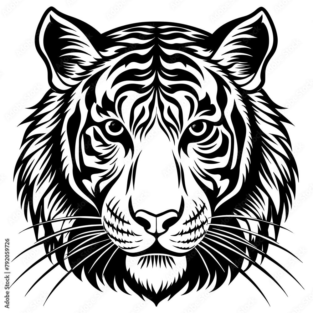 Obraz premium Furious Tiger Head Silhouette Art