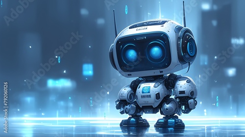 little robot on digital background © Spyrydon