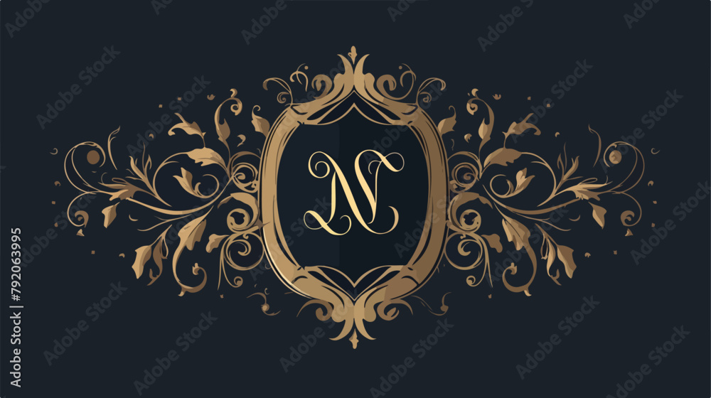 Monogram logo template with flourishes calligraphic
