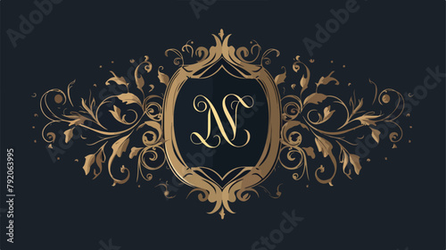 Monogram logo template with flourishes calligraphic