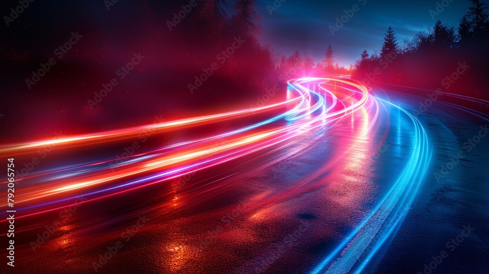 Speed abstract technology background in blue and red