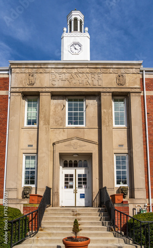 Cupola on the roof above the main entrance to the Delaware City Hall in Delaware County, Ohio photo