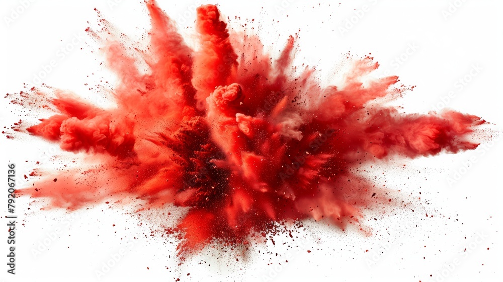 Blot and splashes of red paint isolated on white background. Drop the red watercolors on white paper. Art work hand paint.