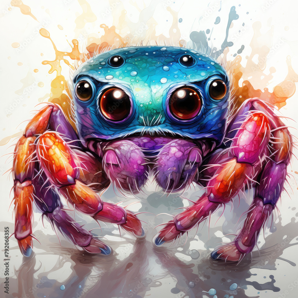 Watercolor Spider, clipart Illustration, Generative Ai Watercolor Spider, clipart Illustration, Generative Ai
