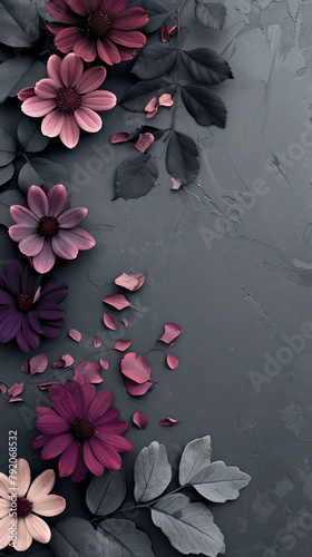 Subtle Floral Elegance on Textured Grey © Friedbert