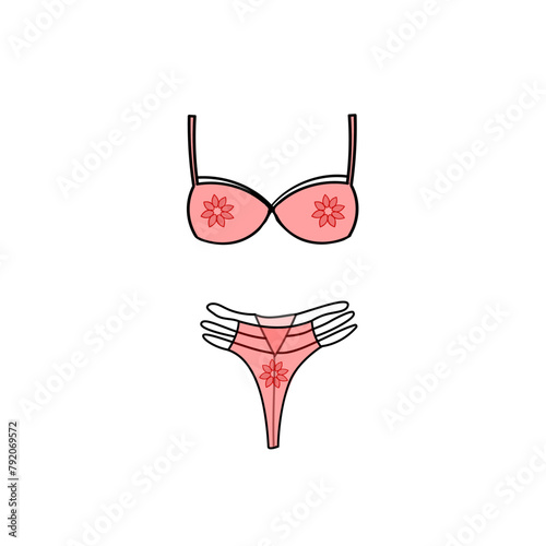 Decorative lingerie set.  Vector illustration on white background.
