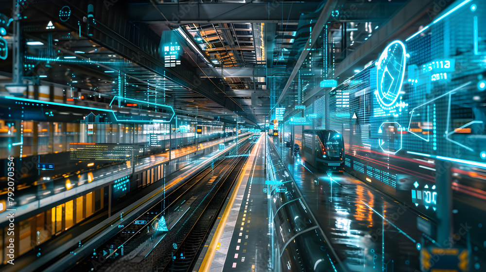 A holographic transportation hub displaying real-time schedules and routes for trains, buses, and flights.
A holographic transportation hub displaying real-time schedules and routes for trains, buses, and flights.