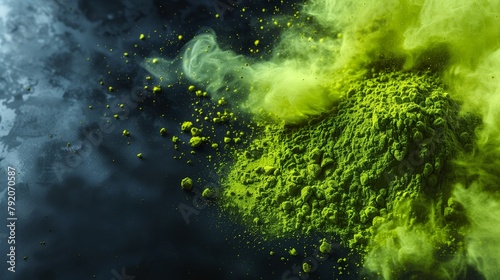 Green powder emitting smoke resembling a terrestrial plants smoke signal photo