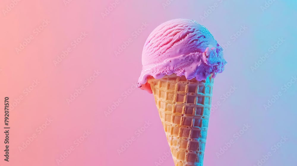 refreshing-summer-treat-pink-ice-cream-cone-on-pastel-background refreshing-summer-treat-pink-ice-cream-cone-on-pastel-background