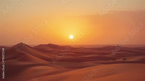 View of the Sahara desert at sunset