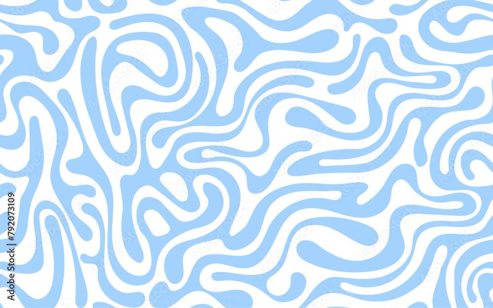 Abstract background seamless pattern with blue waves on transparent background. Vector illustration 