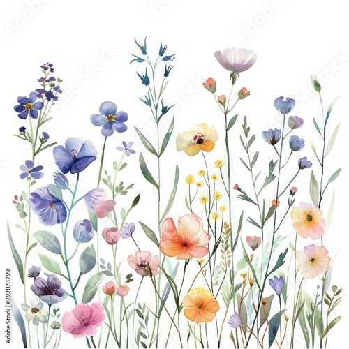 Watercolor wildflower floral clipart with white background Watercolor wildflower floral clipart with white background © Ammar