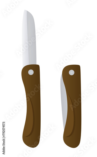 Brown fruit knife. vector illustration