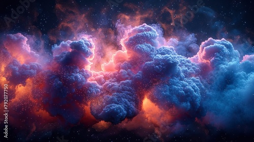 Blue and pink cloud explosion on a black background