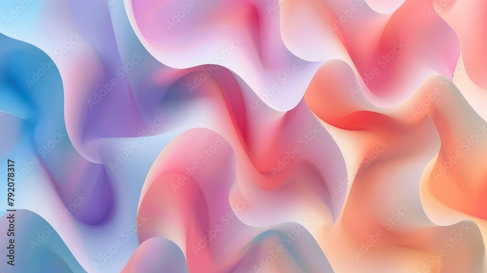 An eye-catching display of flowing shapes and vivid colors blending smoothly together in a dynamic and modern abstract design This image portrays fluid movement and a sense of softness - obrazy, fototapety, plakaty 
