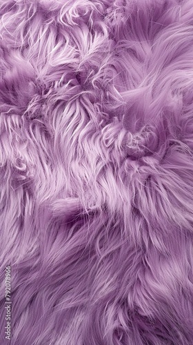 A top view of the lavender fur texture of a smooth, luxurious surface with shiny reflections as the light falls on it. Texture of lilac fur threads with a soft surface.